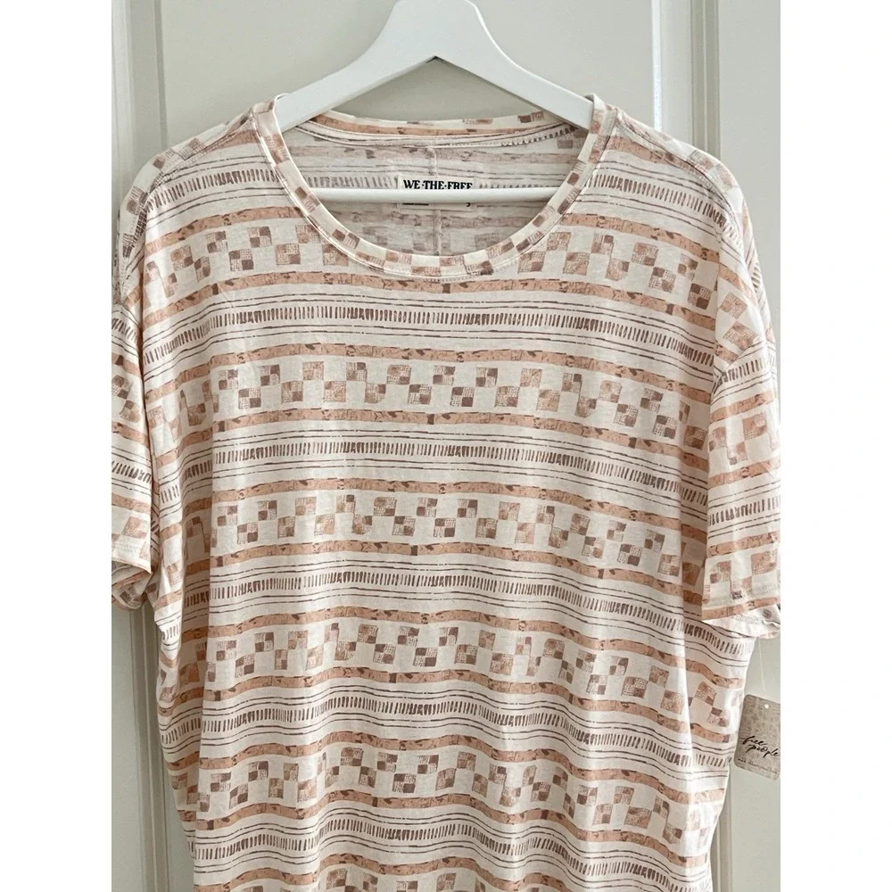 NWT Free People We The Free Nina Printed Short Sleeve Tee Shirt Size S